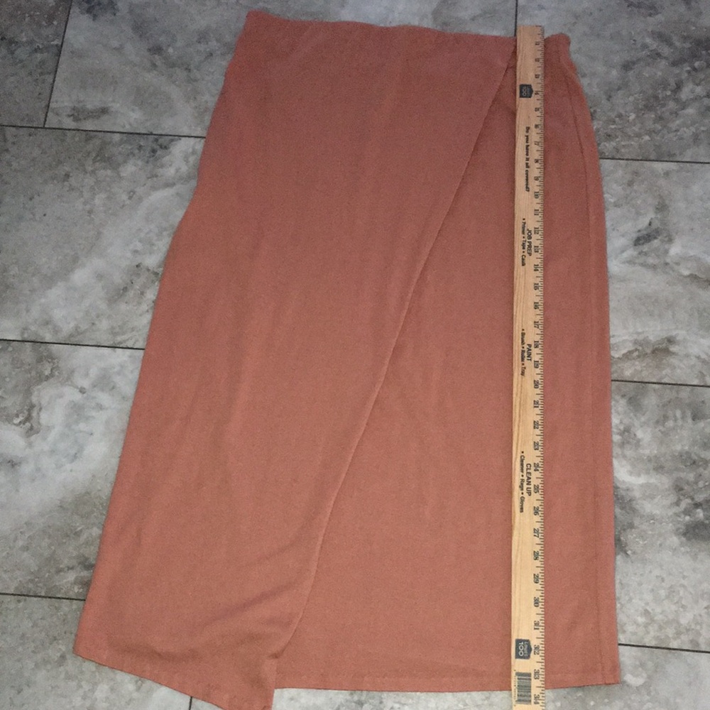 VINCE NWOT CLAY COLOR FAUX WRAP SOFT COTTON BLEND MIDI SKIRT SZ LARGE - Picture 10 of 11